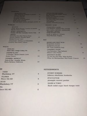 Wine List  at Fancy Radish in Washington