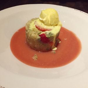 Strawberry bread pudding at Fancy Radish in Washington
