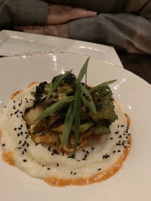 Romesco over turnip purée  at Fancy Radish in Washington