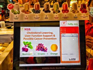 Cashier counter at SF Fruits & Juices - Waterway Point in Northeast Singapore