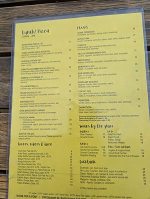 Menu at Room For A Pony in North Hobart