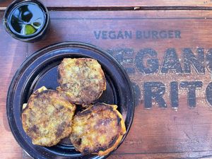 Onion empanadas and tea  at Mi Vegano Favorito in San Jose Del Cabo