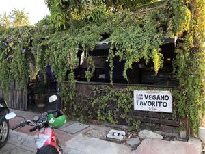Outdoor view with sign  at Mi Vegano Favorito in San Jose Del Cabo