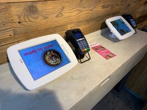 Snazzy iPad machines for ordering at Tossed - Sheldon Square in West London