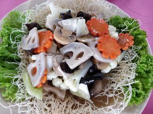 Lotus roots, carrot, mushroom at Andy Toh in Yong Peng