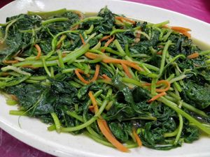 Stir fried sweet potatoes leaves 番薯叶 at Variety Vegetarian in Yong Peng