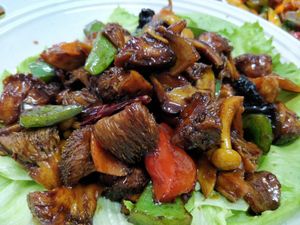 Sweet and sour monkey head mushroom 宫保猴头菇 at Variety Vegetarian in Yong Peng