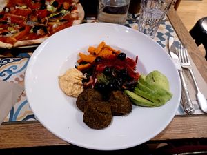 Falafel and sweet potato salad. Lovely! at Rocket in Hereford