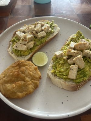 Plain Jane with scrambled tofu and hash brown   at Pomme in Battambang