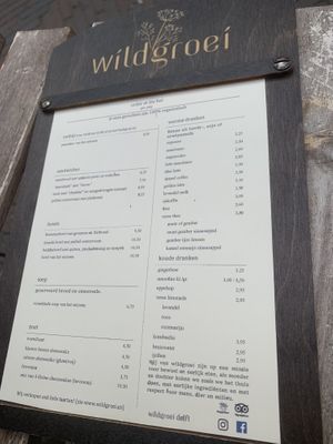 Menu at Wildgroei in Delft