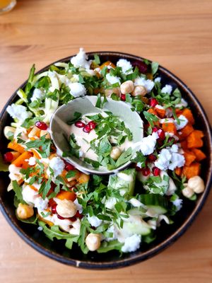 Bowl (from suggestion menu, with pumpkin and vegan feta) at Wildgroei in Delft