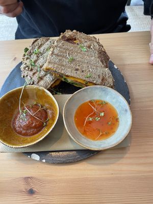 Kimchi and cheese toastie   at Wildgroei in Delft