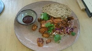 pulled jackfruit sandwich (vegan)  at Wildgroei in Delft