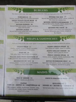 menu at The Vegan Hippie Chick in Welland