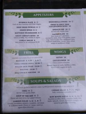 menu May 2018 at The Vegan Hippie Chick in Welland