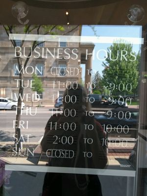 Hours May 2018 at The Vegan Hippie Chick in Welland