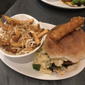 The Big Cheese Burger with a side of poutine 🤤 at The Vegan Hippie Chick in Welland