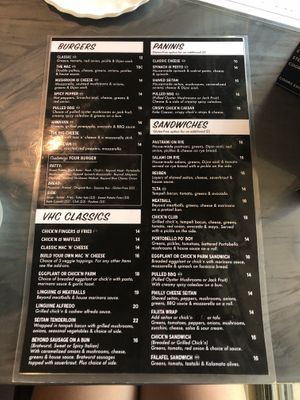 menu september 2019 at The Vegan Hippie Chick in Welland