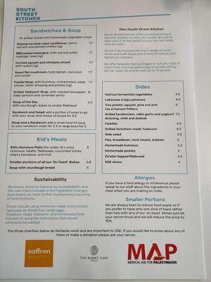 Menu 2/2 at South Street Kitchen in Sheffield
