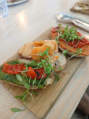 Pepper, pesto & fermented vegetables on toast at South Street Kitchen in Sheffield