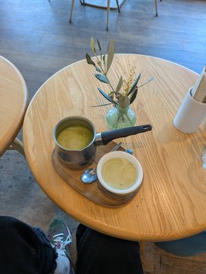 Cutest matcha latte at South Street Kitchen in Sheffield