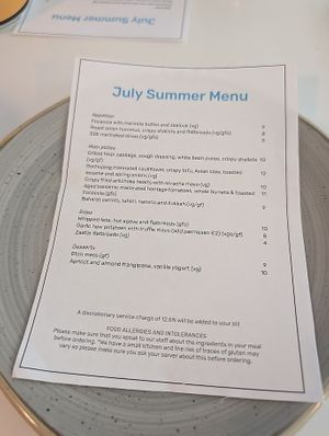 July menu, 2026 at South Street Kitchen in Sheffield
