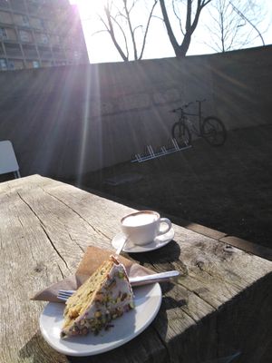 Cycle parking and outdoor seating.  at South Street Kitchen in Sheffield