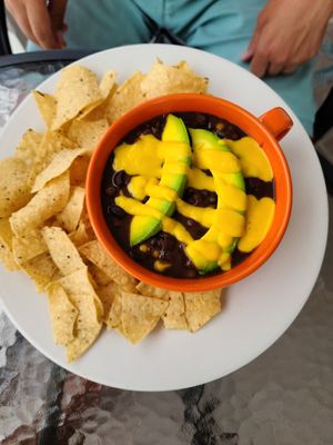 Vegan chili at Martha's Cafe Belize in Belize City
