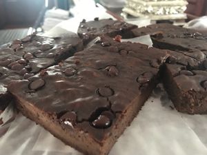 Gluten and sugar free Vegan blank bean peppermint brownies at Martha's Cafe Belize in Belize City