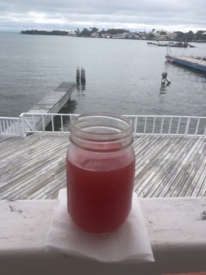 Watermelon Juice with a view  at Martha's Cafe Belize in Belize City