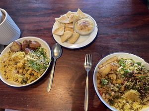 2 medium plates with mezza bowl on the side   at Big Fig in Wanaka