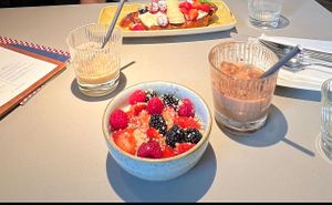 French toast (top) and berry porridge (bottom)  at Joma in Vienna