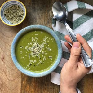 Wholesome green soup (gluten-free) at Lily's Vegan Kitchen in Canberra
