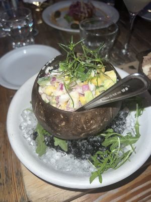 Coconut ceviche   at Malibu Farm Pier Cafe in Malibu