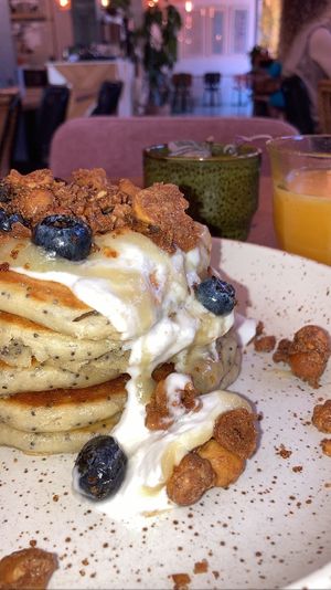 Lemon Poppy Pancakes - perfectly fluffy , not too sweet!   at Karibu Cafe in Utrecht