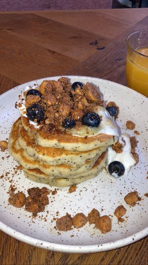 Lemon Poppy Pancakes - perfectly fluffy , not too sweet!   at Karibu Cafe in Utrecht