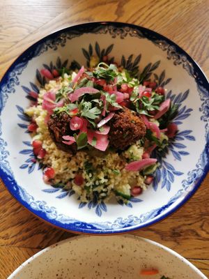 Eggplant Falafel & tabouleh at Karibu Cafe in Utrecht