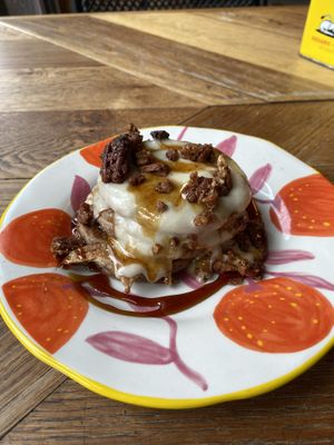 Cinnamon pancakes: too sweet for my taste. It could use some fruit to balance the taste and texture.  at Karibu Cafe in Utrecht