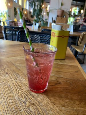 Kombucha with blueberry, vanilla and lemon: quite good, but tasted a bit artificial. at Karibu Cafe in Utrecht