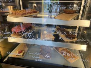 Pastries Tuesday 18 June 2024. Most items are vegan  at Karibu Cafe in Utrecht