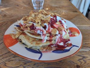 Berry pancakes at Karibu Cafe in Utrecht