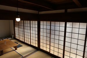 Japanese traditional interior design is really relaxing & stylish if you are okay sitting on the floor- really nice! at Erbenmu in Setouchi