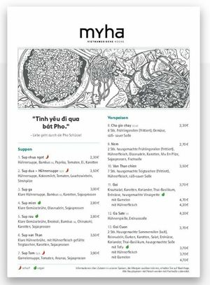 Vegan ptions clear labeled 1/3 at Myha in Ulm