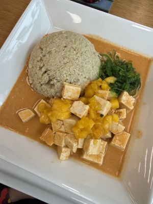 Tofu in curry sauce with quinoa  at Cafe im Kunstmuseum in Vaduz