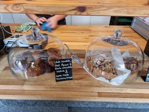 Pastry at counter at Black & White Kafe in Breda