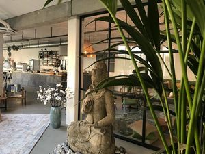 Dewi Sri (goddes of rice and fertility) greets you when you enter Black & White Kafé at Black & White Kafe in Breda