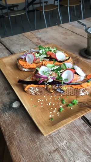 Nice toast with grilled vegetables at Black & White Kafe in Breda