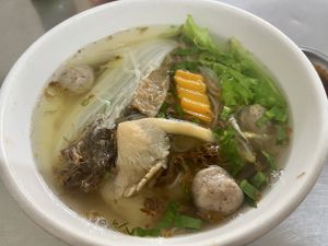 Noodle soup   at Ahaa Boer Vegetarian Food in Battambang