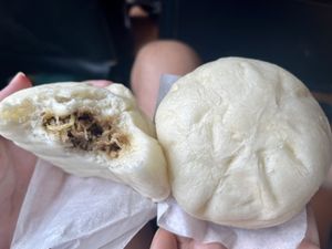 Savoury boa bun (mushrooms)   at Ahaa Boer Vegetarian Food in Battambang