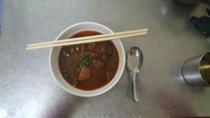 sweet 'beef' soup at Ahaa Boer Vegetarian Food in Battambang